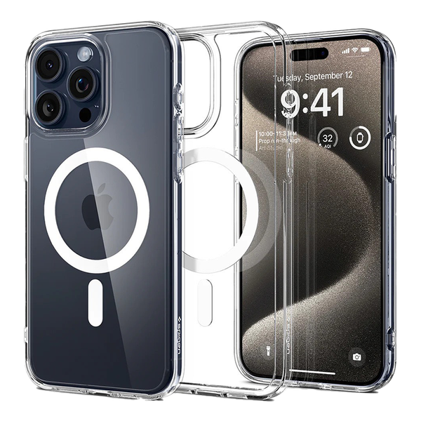 Ốp lưng Spigen iPhone 15 Pro Max Crystal Hybrid Magfit White