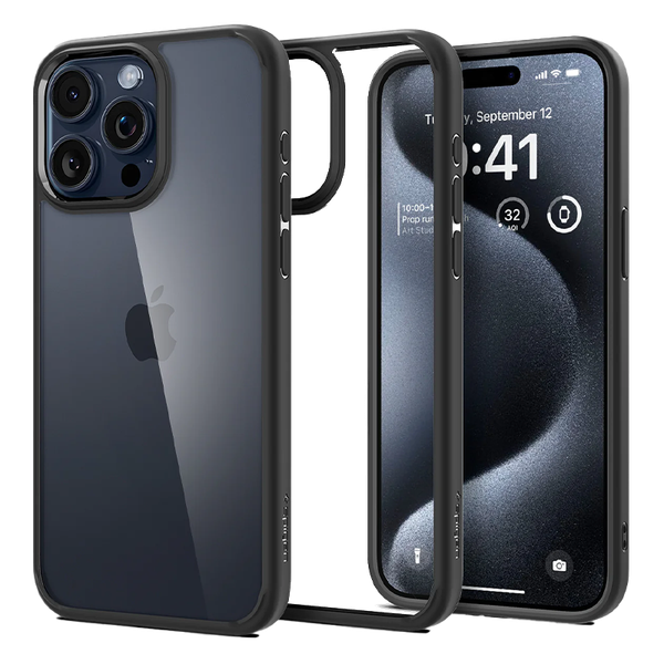 Ốp lưng Spigen iPhone 15 Pro Max Ultra Hybrid Crystal Viền màu Đen, Xanh Dương, Trong suốt, Xám