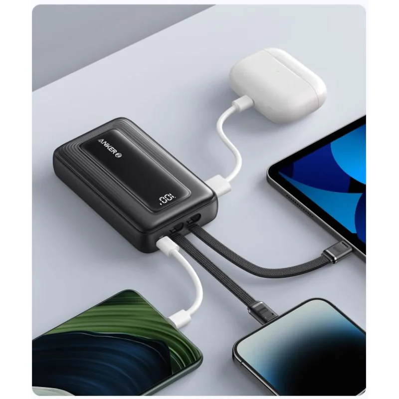  Pin Sạc Dự Phòng Anker Zolo 1 USB-C + 1 USB-A 30W 20000mAh Tích Hợp Cáp USB-C + Lightning A1681 Chính Hãng 