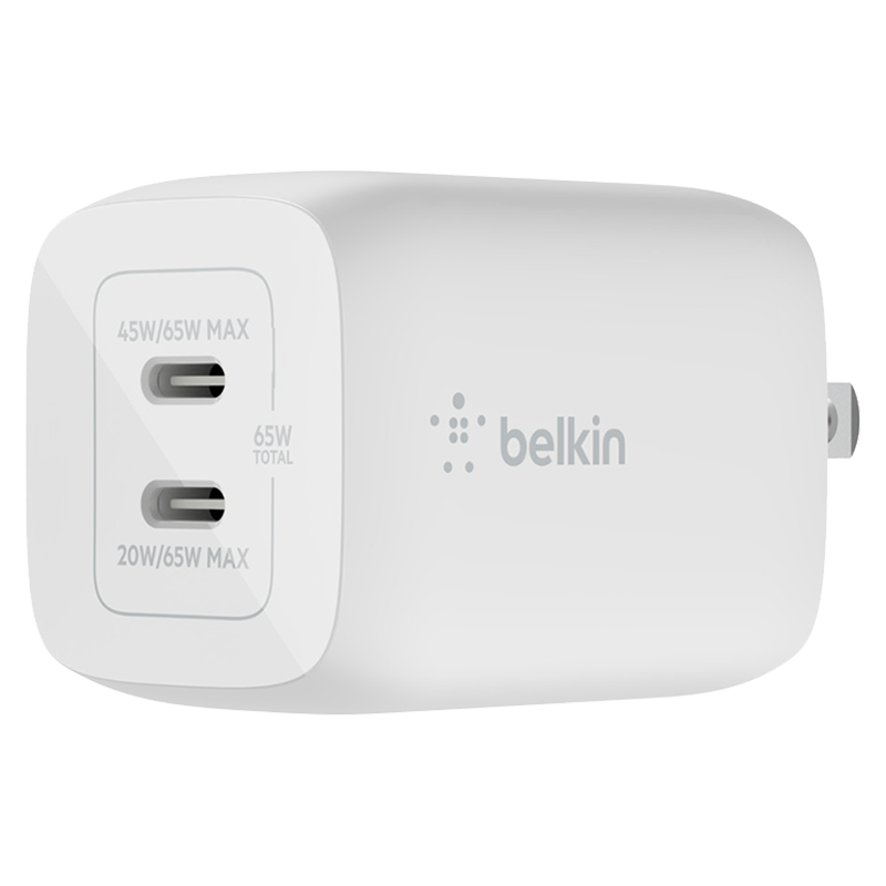 Bộ sạc belkin boost↑charge pro dual usb-c gan pd 3.0 pps 65w - wch013dqwh - hàng