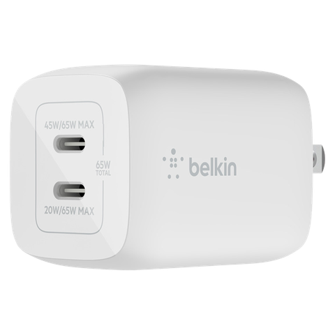 Bộ Sạc Belkin BOOST↑CHARGE Pro Dual USB-C GaN PD 3.0 PPS 65W - WCH013dqWH - Hàng chính hãng