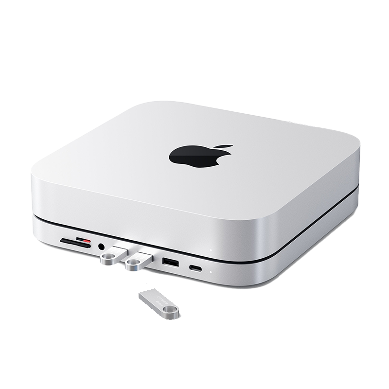Đế kiêm hub chuyển đổi satechi cho mac mini - silver st-abhfs