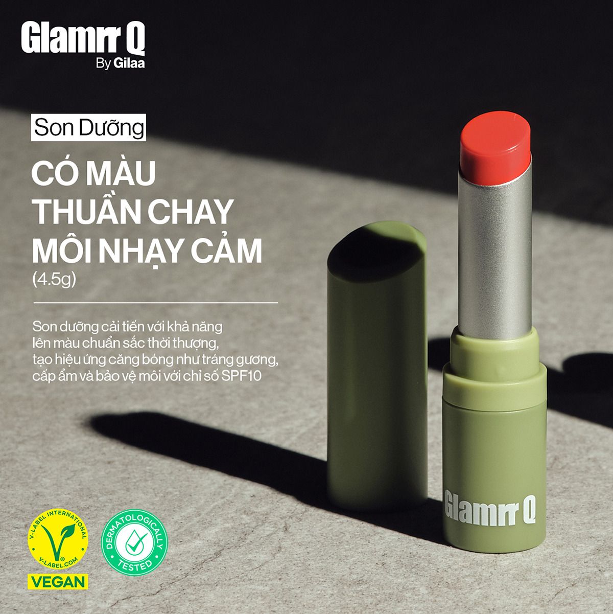  Son Dưỡng Có Màu Thuần Chay Glamrr Q Vegan Super Lip Balm (4.5g) 