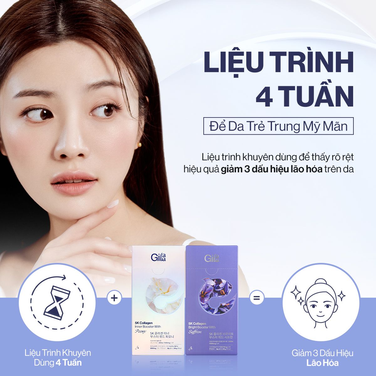  Combo 2 Nước Uống Collagen Gilaa Siêu Phân Tử 300DA (20g x 30 gói) 