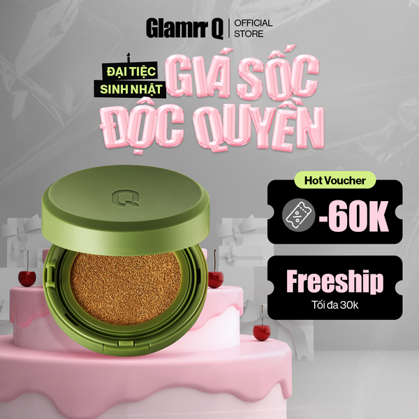Phấn Nước Căng Bóng GLAMRR Q Vegan Super Glow Cushion SPF50+/PA++++ (1 lõi x 15g)