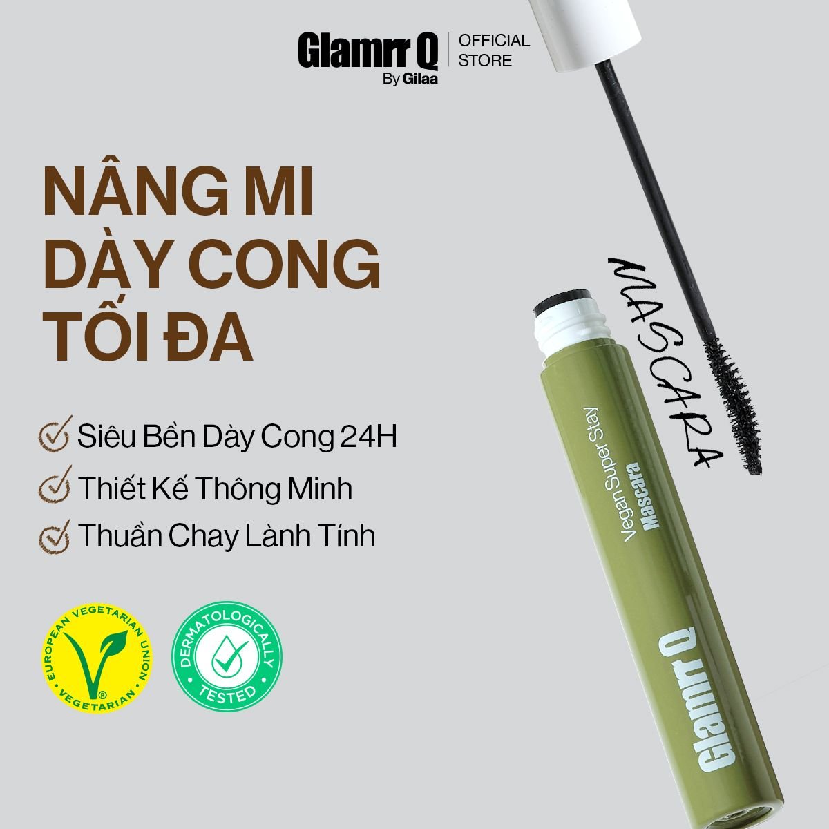  Mascara Glamrr Q Dày Cong Chống Nước Thuần Chay (7g) 