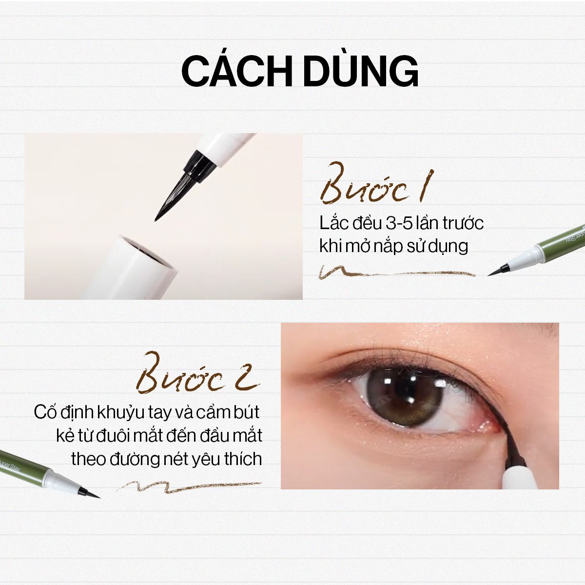  Kẻ Mắt Glamrr Q Chống Nước Thuần Chay VEGAN SUPER STAY EYELINER (0.6g) 