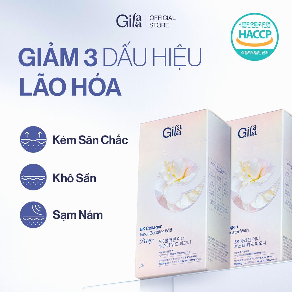  Combo 2 Nước Uống Collagen Gilaa Siêu Phân Tử 300DA (20g x 30 gói) 