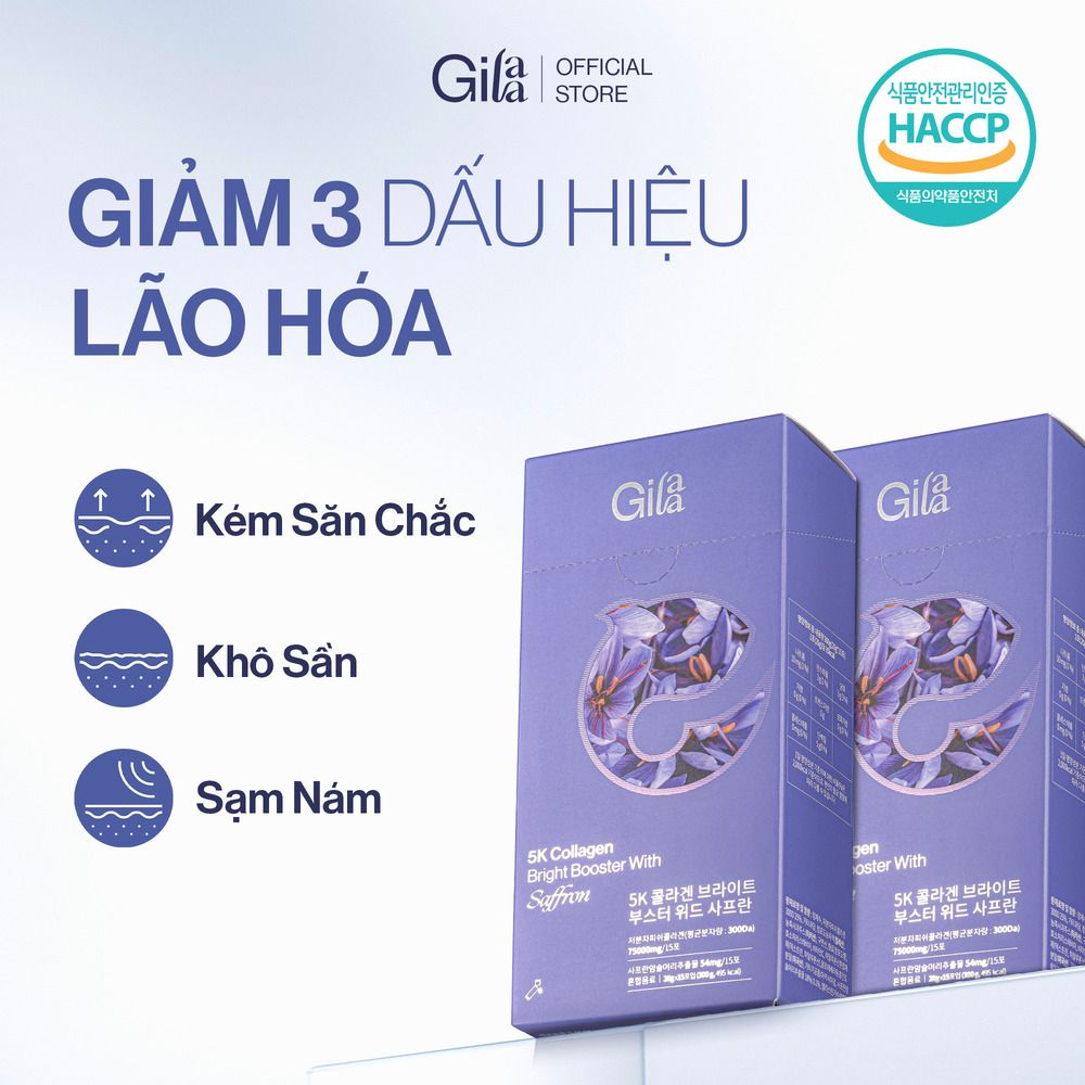  Combo 2 Nước Uống Collagen Gilaa Siêu Phân Tử 300DA (20g x 30 gói) 