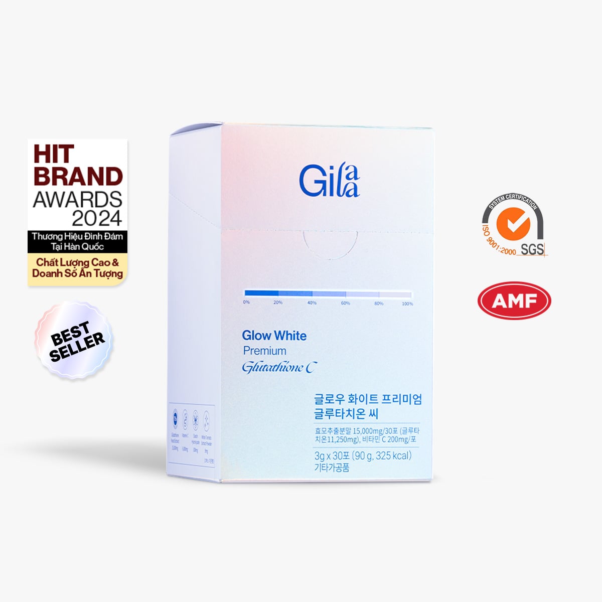gilaa glutathione Thực phẩm bổ sung Gilaa Glow White Premium Glutathione C (3g x 30 gói)