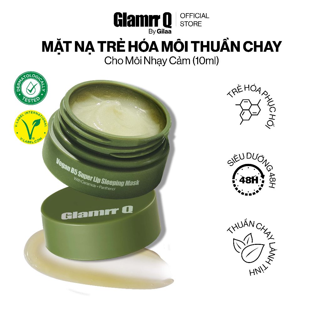  Mặt Nạ Dưỡng Môi Glamrr Q Vegan B5 Super Lip Sleeping Mask 10ml 