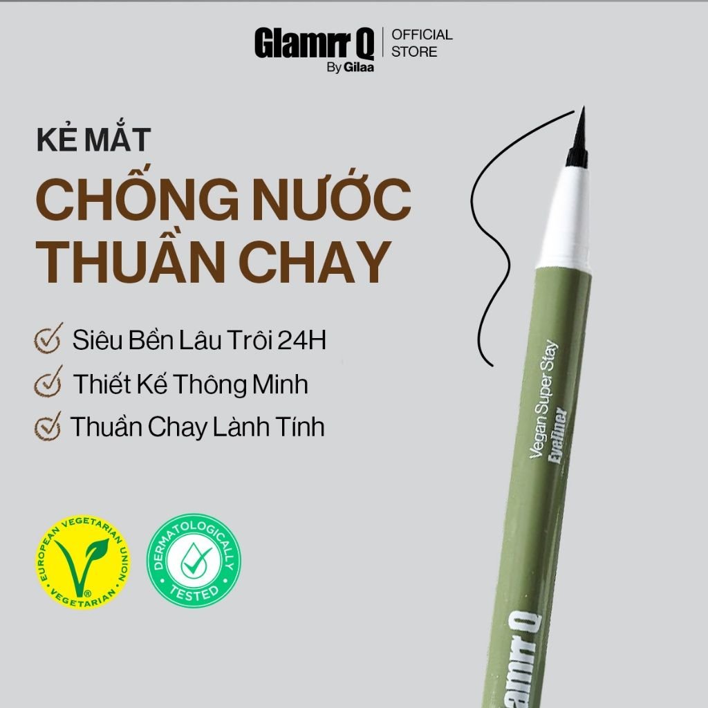  Kẻ Mắt Glamrr Q Chống Nước Thuần Chay VEGAN SUPER STAY EYELINER (0.6g) 