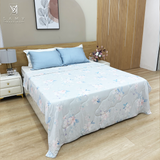  Chăn lạnh SAMY COOL cao cấp thoáng khí màu xanh hoa lớn mẫu 2 