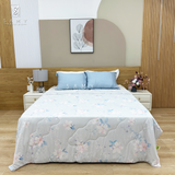  Chăn lạnh SAMY COOL cao cấp thoáng khí màu xanh hoa lớn mẫu 2 
