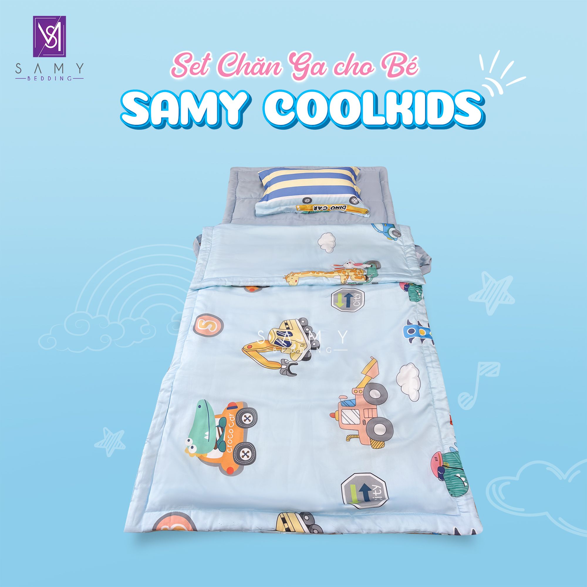  Set Chăn Ga Gối Tiện Ích Cho Bé - Samy Coolkids SCK0026 