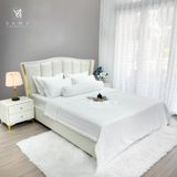  Bộ Chăn drap Khách sạn Samy King 5 sao Quốc tế Stripe White 