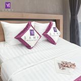  Bộ Chăn Drap Khách sạn 4 sao Samy Queen (Stripe White) 