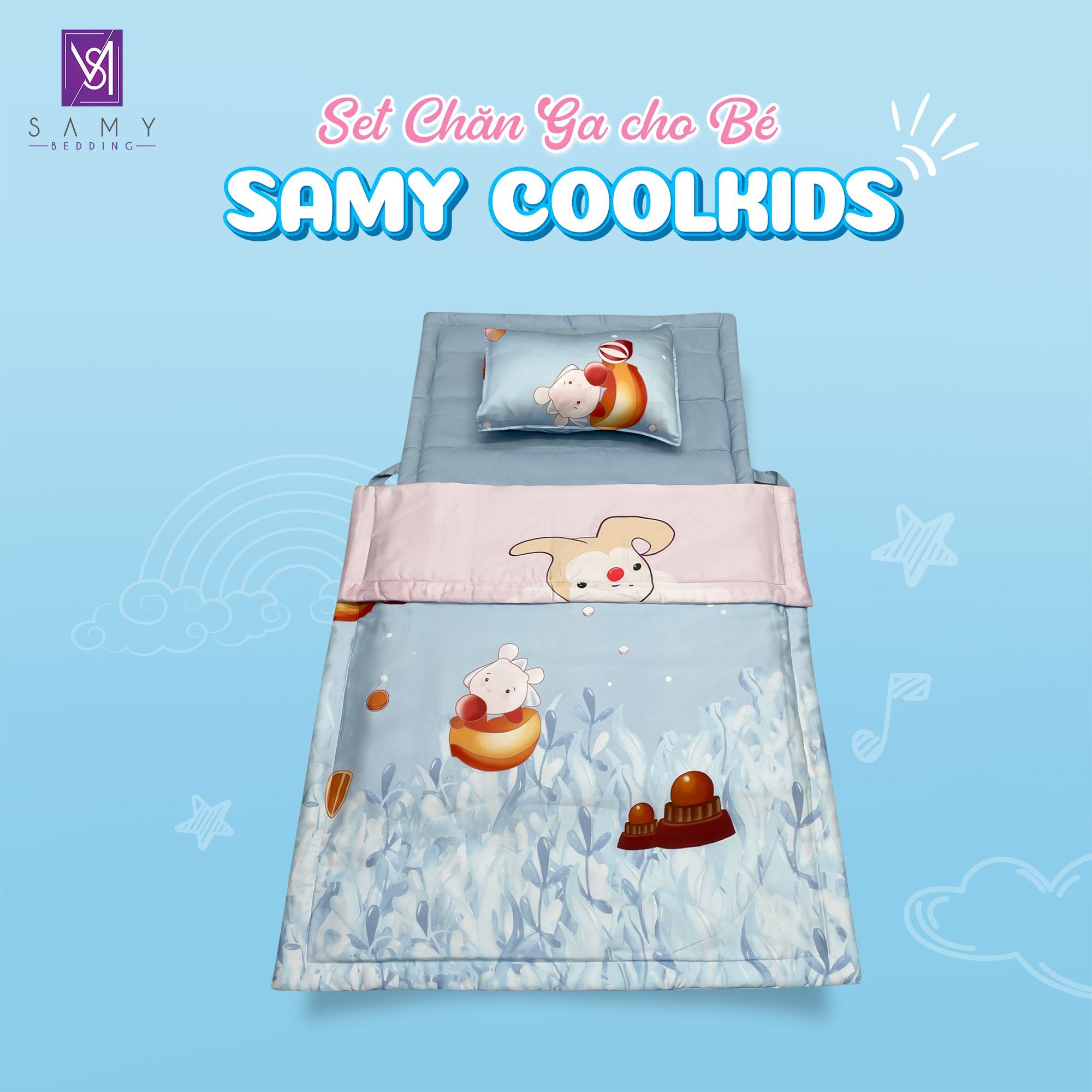  Set Chăn Ga Gối Tiện Ích Cho Bé - Samy Coolkids SCK008 