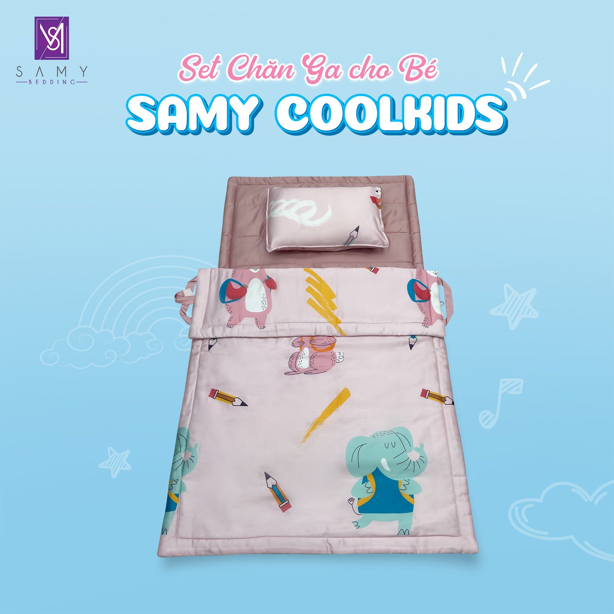  Set Chăn Ga Gối Tiện Ích Cho Bé - Samy Coolkids SCK009 