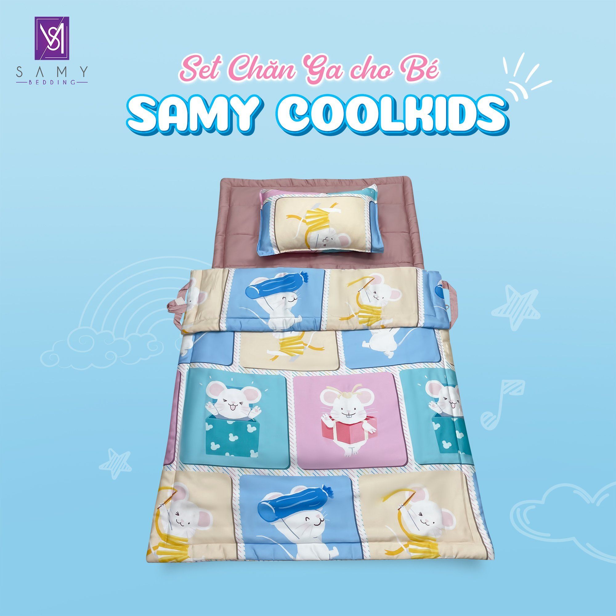  Set Chăn Ga Gối Tiện Ích Cho Bé - Samy Coolkids SCK007 