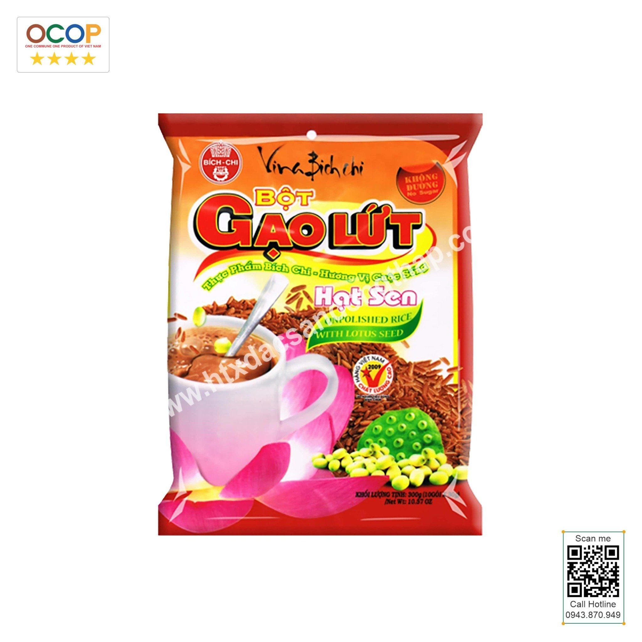  BỘT GẠO LỨT HẠT SEN KHÔNG ĐƯỜNG - 300 GRAM 