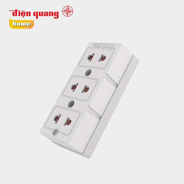 Ổ cắm Điện Quang ĐQ ESK 32 SW ( 3 lỗ 2 chấu, có nắp che an toàn, màu trắng, không dây )