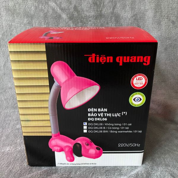 DRAFT Đèn bàn Điện Quang ĐQ DKL06 BW (kiểu con chó, hồng, bóng warmwhite)