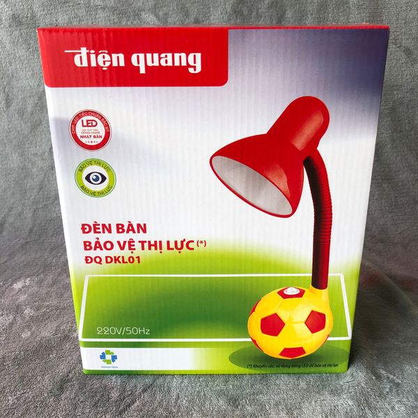DRAFT Đèn bàn Điện Quang (ĐQ DKL01 CW B) kiểu trái banh, xanh trắng, có bóng
