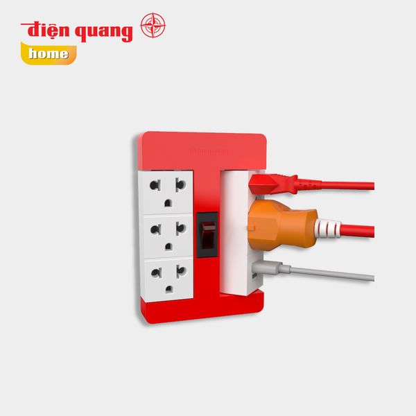 Ổ cắm Xoay 90° Điện Quang ĐQ ESK RT 63RW ( 6 lỗ 3 chấu, màu đỏ trắng )