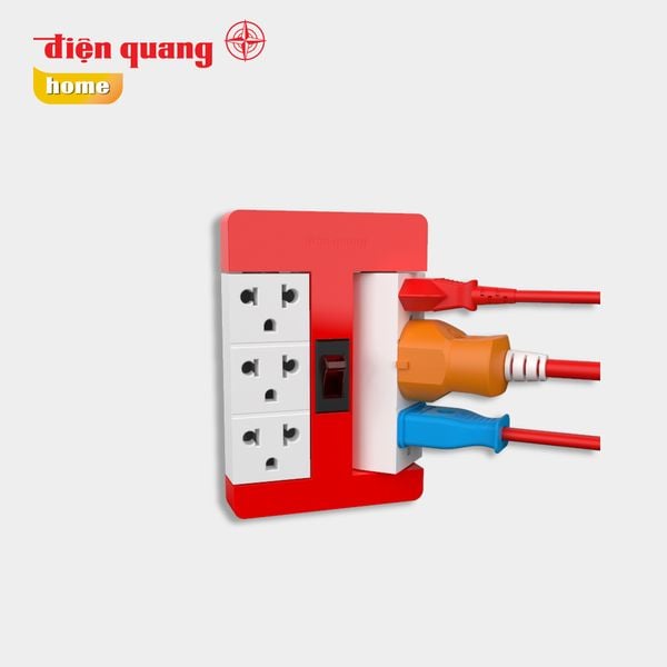 Ổ cắm Xoay 90° Điện Quang ĐQ ESK RT 63RW ( 6 lỗ 3 chấu, màu đỏ trắng )