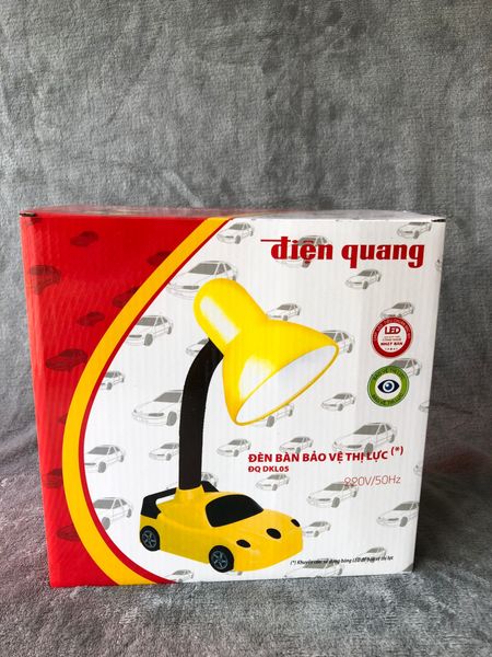 DRAFT Đèn bàn Điện Quang ĐQ DKL05 BW (kiểu xe hơi, vàng đen, bóng warmwhite)
