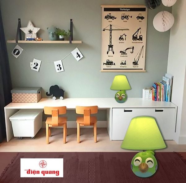 Đèn Gốm Sứ trang trí Điện Quang ĐQ DL14 WW ( Thân hình chim xanh, có bóng LED 5W, warmwhite )