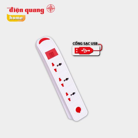 Ổ cắm Điện Quang ĐQ ESK DBW103USB ( Kiểu tàu siêu tốc, 3 lỗ 3 chấu, 2 USB, màu trắng )