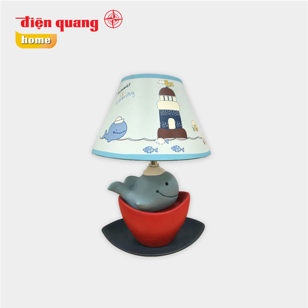 Đèn Gốm Sứ trang trí Điện Quang ĐQ DL16 WW ( Thân hình cá voi xanh, có bóng Led 5W, warmwhite )