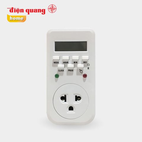 Ổ cắm hẹn giờ ĐQ ESK DT10 W 13 ( Điều chỉnh điện tử, 1 lỗ - 3 chấu, trắng )