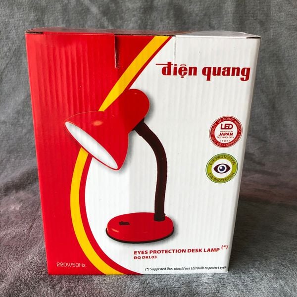 Đèn bàn Điện Quang ĐQ DKL03 ( kiểu chóa sắt, màu đỏ đen )
