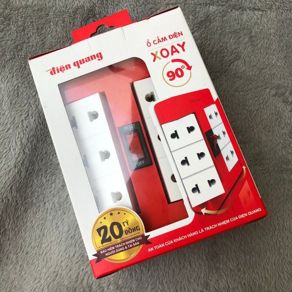 Ổ cắm Xoay 90° Điện Quang ĐQ ESK RT 6RW ( 6 lỗ, màu đỏ trắng )