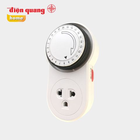 Ổ cắm hẹn giờ  Điện Quang ĐQ ESK MT06 WBL 13 ( Điều chỉnh cơ, 1 lỗ - 3 chấu, trắng – đen )