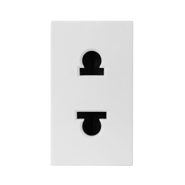 Ổ cắm đơn 2 chấu ĐQ IW1 O2PS W - trực diện