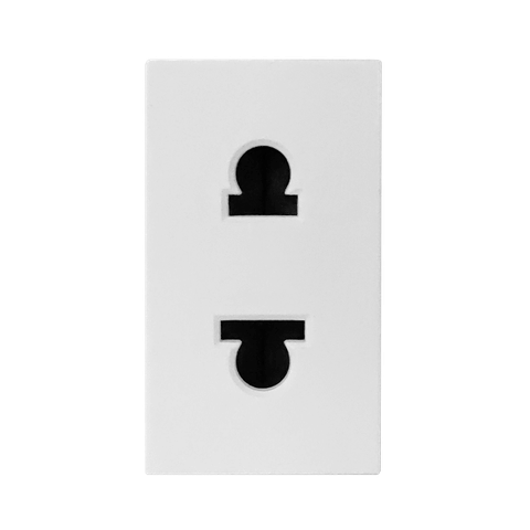 Ổ cắm đơn 2 chấu ĐQ IW1 O2PS W - trực diện