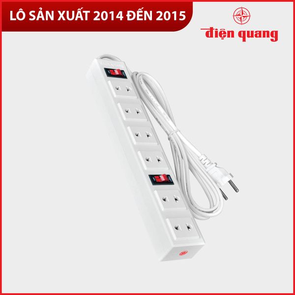 Ổ cắm Điện Quang ĐQ 001A-01 ( 6 lỗ 2 chấu ) - Năm SX 2014, 2015 - Bảo hành 12 tháng