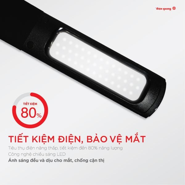 Đèn bàn LED Bảo vệ thị lực Điện Quang ĐQ LDCL1.1 ( Đèn bàn 5W, tích hợp đồng hồ báo thức )