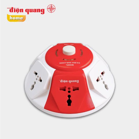 Ổ cắm Điện Quang ĐQ ESK UK986 ( Kiểu UFO 6 lỗ 3 chấu màu Trắng Đỏ )