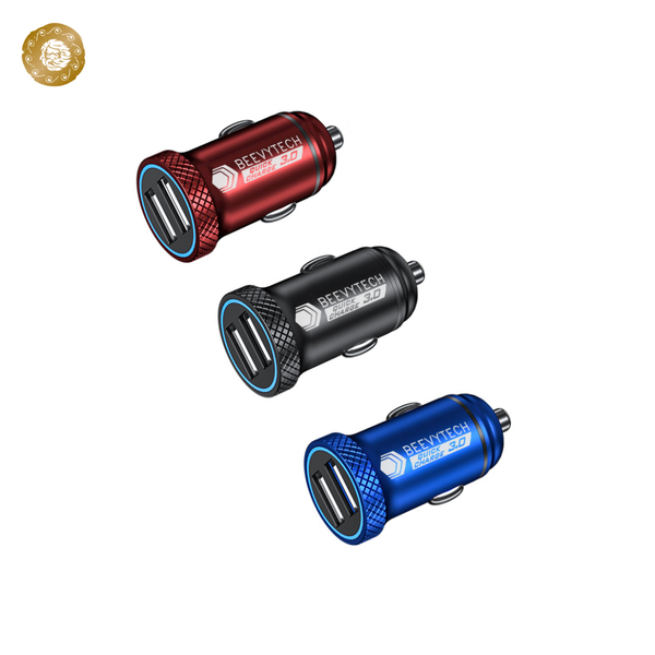  Tẩu sạc ô tô Beevytech C1 màu đỏ với USB sạc nhanh 