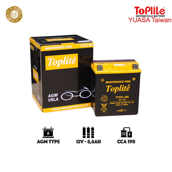  Bình ắc quy Toplite YTX7L-BS (12V-7Ah) 