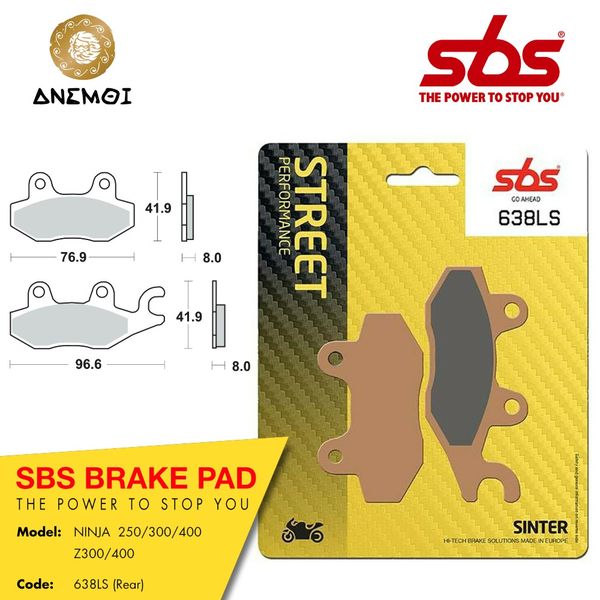  Má phanh trước/sau SBS 638 HS cho Ninja 300 và Z300 