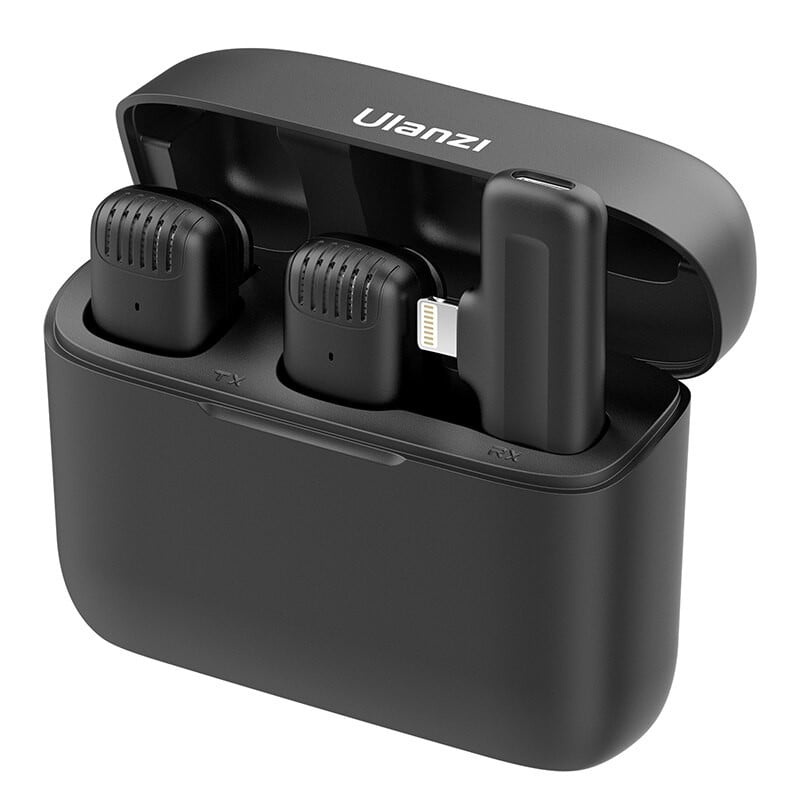 ULANZI J12 Series (Màu Đen) - Mic thu âm không dây dành cho Điện thoại iOS cổng Lightning hoặc Android cổng Type-C