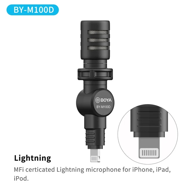 BOYA BY-M100D cổng Lighting – Mic thu âm Plug-in dành cho điện thoại iphone IOS