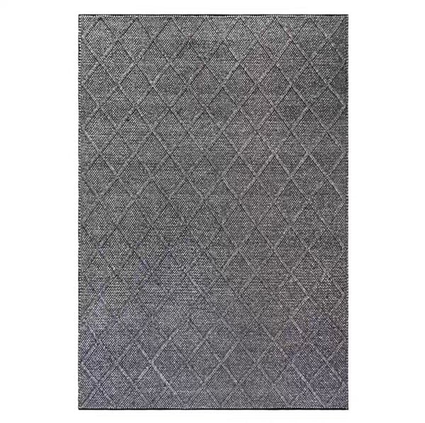  Rhombus Indian wool rug - Dark Grey 