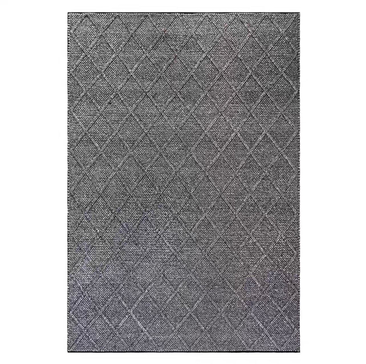  Rhombus Indian wool rug - Dark Grey 
